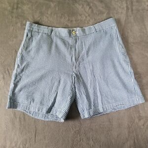 Southern Tide Skipjack Shorts Mens Size 40 Blue White Gingham Check Seersucker